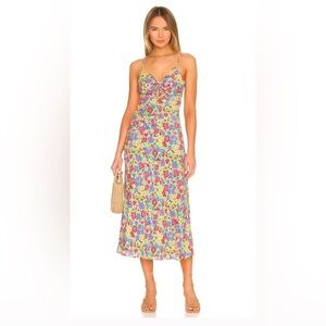 Faithfull the Brand Floral Yellow and Pink Maxi Dress